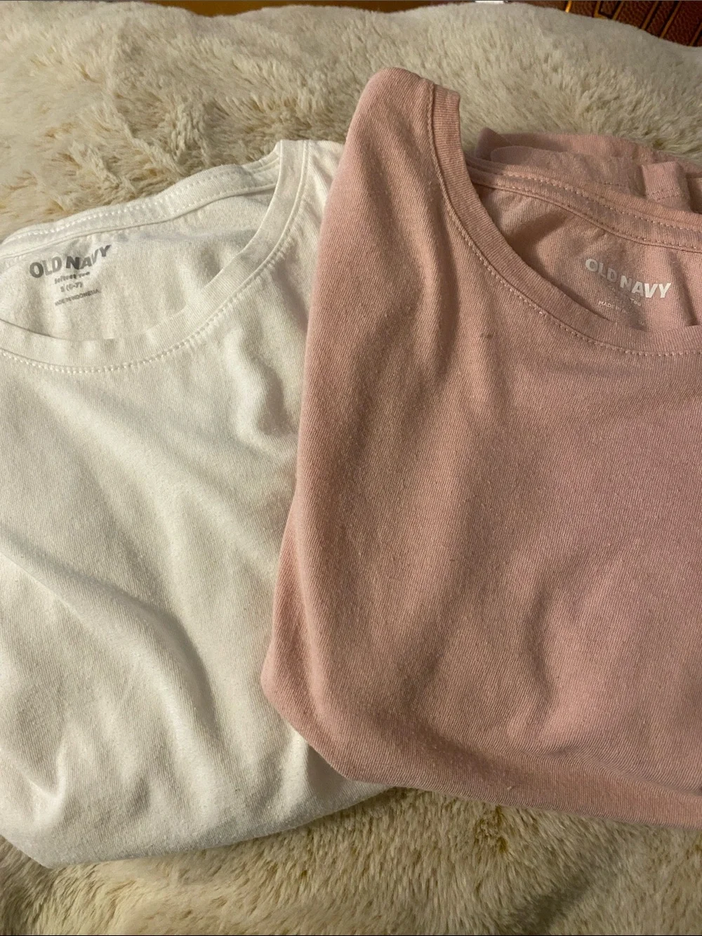 Old Navy Long-Sleeve Tees in White and Dusty Rose